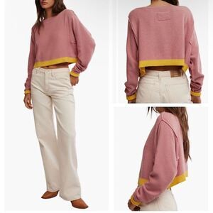 NWT Women's FREE PEOPLE Wool Blend 'Into The Blue' Crop Top Sweater Size M
